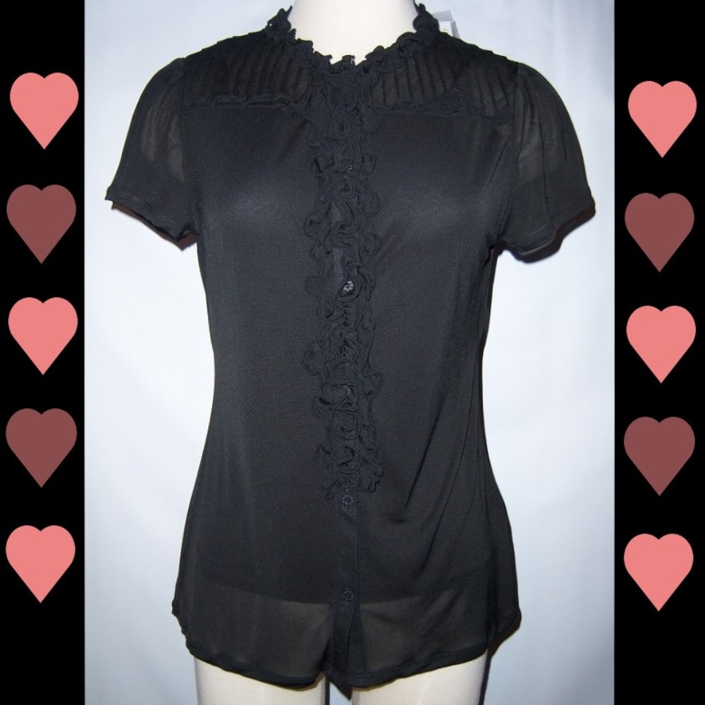 NWT The LIMITED Button-down Ruffled Front Top